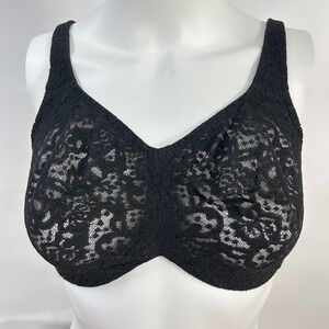 Wacoal Halo Lace 65547 Bra 36DDD Black Full Figure Underwire Unlined Lace